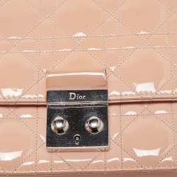 Pre Owned Dior Pink Cannage Quilted Patent Leather Miss Dior Medium Promenade Pouch