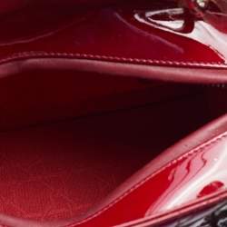 Pre Owned Dior Red Cannage Patent Leather Medium Lady Dior Tote