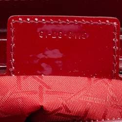 Pre Owned Dior Red Cannage Patent Leather Medium Lady Dior Tote