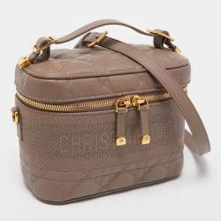 Pre Owned Dior Beige Cannage Leather Small Diortravel Vanity Case