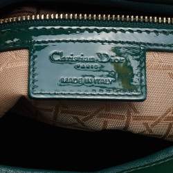 Pre Owned Dior Green Cannage Patent Leather Large Lady Dior Tote