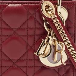 Pre Owned Dior Red Cannage Leather Mini Lady Dior Tote