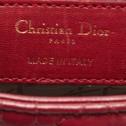 Pre Owned Dior Red Cannage Leather Mini Lady Dior Tote