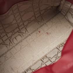 Pre Owned Dior Red Cannage Leather Mini Lady Dior Tote