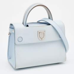 Pre Owned Dior Light Blue Leather Mini Diorever Tote