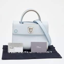 Pre Owned Dior Light Blue Leather Mini Diorever Tote
