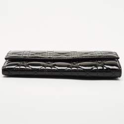Dior Black Cannage Patent Leather Lady Dior Rendezvous Wallet on Chain