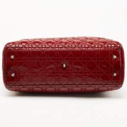Pre Owned Dior Red Cannage Patent Leather Soft Lady Dior Tote
