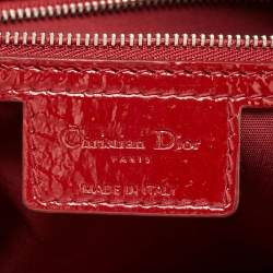 Pre Owned Dior Red Cannage Patent Leather Soft Lady Dior Tote