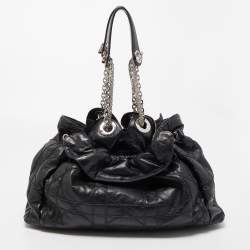 Pre Owned Dior Black Cannage Leather Le Trente Hobo