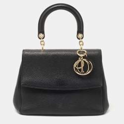Pre Owned Dior Black Leather Small Be Dior Flap Top Handle Bag