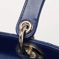 Pre Owned Dior Blue Cannage Leather Large Lady Dior Tote
