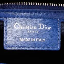 Pre Owned Dior Blue Cannage Leather Large Lady Dior Tote