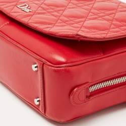 Pre Owned Dior Red Cannage Leather Flap Camera Shoulder Bag