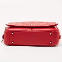 Pre Owned Dior Red Cannage Leather Flap Camera Shoulder Bag