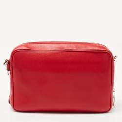 Pre Owned Dior Red Cannage Leather Flap Camera Shoulder Bag