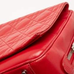 Pre Owned Dior Red Cannage Leather Flap Camera Shoulder Bag