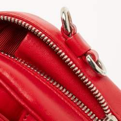 Pre Owned Dior Red Cannage Leather Flap Camera Shoulder Bag