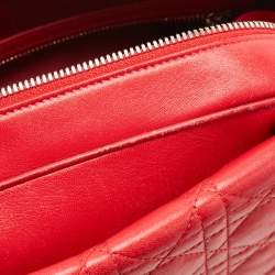 Pre Owned Dior Red Cannage Leather Flap Camera Shoulder Bag