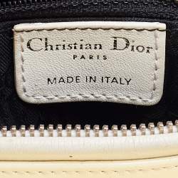 Pre Owned Dior White Cannage Patent Leather Large Lady Dior Tote
