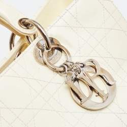 Pre Owned Dior White Cannage Patent Leather Large Lady Dior Tote