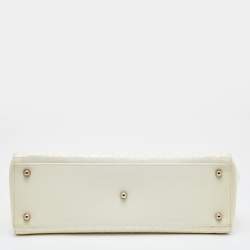 Pre Owned Dior White Cannage Patent Leather Large Lady Dior Tote