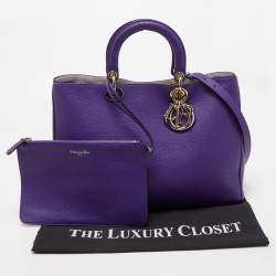 Pre Owned Dior Violet Leather Large Diorissimo Shopper Tote