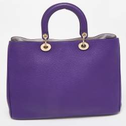 Pre Owned Dior Violet Leather Large Diorissimo Shopper Tote