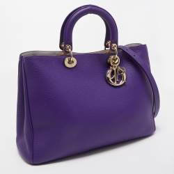 Pre Owned Dior Violet Leather Large Diorissimo Shopper Tote