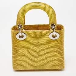 Dior Yellow Lizard Mini Lady Dior Bag