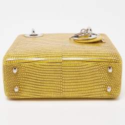 Dior Yellow Lizard Mini Lady Dior Bag