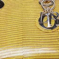Dior Yellow Lizard Mini Lady Dior Bag