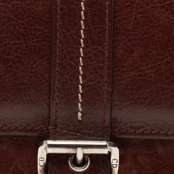 Pre Owned Dior Brown Floral Embroidered Leather Buckle Flap Continental Wallet