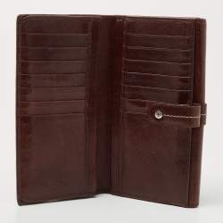 Pre Owned Dior Brown Floral Embroidered Leather Buckle Flap Continental Wallet