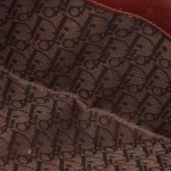 Pre Owned Dior Brown Floral Embroidered Leather Buckle Flap Continental Wallet