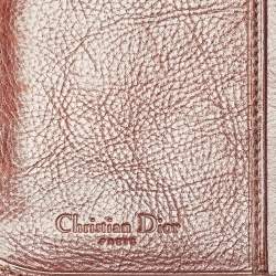 Pre Owned Dior Brown Floral Embroidered Leather Buckle Flap Continental Wallet