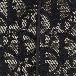 Pre Owned Dior Black Oblique Canvas and Leather Trifold Compact Wallet