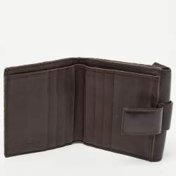 Pre Owned Dior Dark Brown Oblique Canvas and Leather Street Chic Compact Wallet