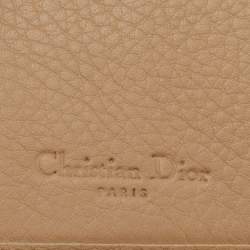 Pre Owned Dior Beige Leather and Suede Grommet Logo Trifold Wallet