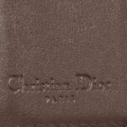 Pre Owned Dior Brown/Beige Calfhair and Leather Buckle Flap Compact Wallet