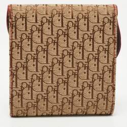 Pre Owned Dior Beige Oblique Canvas Rasta Saddle Compact Wallet