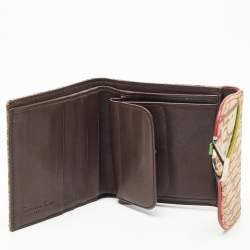 Pre Owned Dior Beige Oblique Canvas Rasta Saddle Compact Wallet