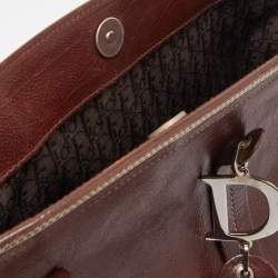 Pre Owned Dior Dark Brown Leather Romantique Flowers Tote