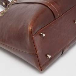 Pre Owned Dior Dark Brown Leather Romantique Flowers Tote