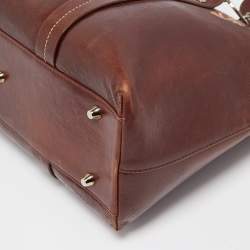 Pre Owned Dior Dark Brown Leather Romantique Flowers Tote