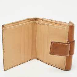 Pre Owned Dior Beige/Brown Oblique Canvas and Leather Street Chic Compact Wallet