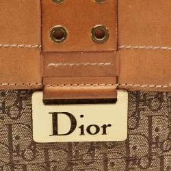 Pre Owned Dior Beige/Brown Oblique Canvas and Leather Street Chic Compact Wallet