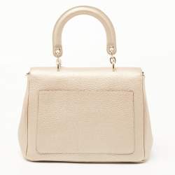 Dior Metallic Beige Leather Small Be Dior Flap Top Handle Bag