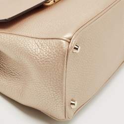 Dior Metallic Beige Leather Small Be Dior Flap Top Handle Bag