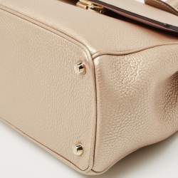 Dior Metallic Beige Leather Small Be Dior Flap Top Handle Bag